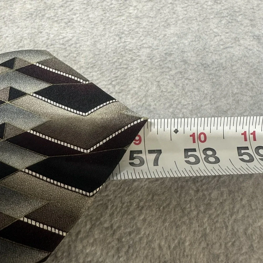 Grappa‎ Tie Mens One Size Black Gray Italian Silk Handmade USA Geometric Chevron